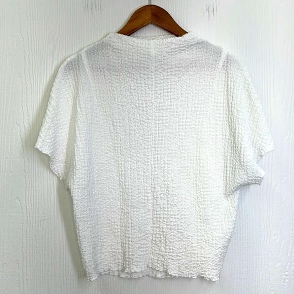 Zara - Gauze White Mock Neck Flowy Lightweight Short Sleeve Top Size Small - Picture 9 of 10